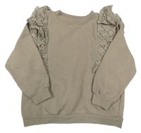 Hnedá mikina s volániky s madeirou H&M