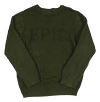 Khaki svetr s nápisem Primark