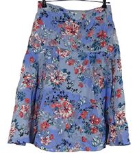 Dámská chrpově modro-růžová kytičkovaná midi sukně M&S
