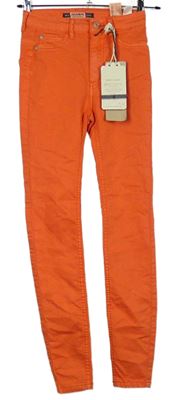 Dámské oranžové skinny rifle Pull&Bear vel. 32