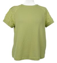 Dámské limetové pletené tričko s madeirovými rukávy 