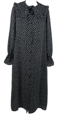 Dámské černé puntíkované košilové šaty Warehouse 