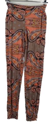 Dámske vínovo-lososové vzorované háremové nohavice Lascana