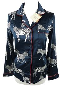 Nové - Dámska tmavomodrá saténová blúzka so zebrami Chelsea Pers