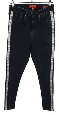 Dámské tmavomodré skinny rifle s logy Guess 