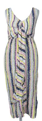 Dámske farebné vzorované midi šaty s mašlou Warehouse
