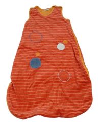 Červený pruhovaný sametový spací pytel s bodkami