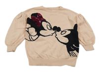 Svetloružový sveter s Minnie a Mickey Mousem Disney