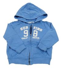 Modrá propínací mikina s nápisem a kapucí Impidimpi