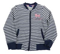 Tmavomodro-biela pruhovaná prepínaci mikina s mašlou Lupilu