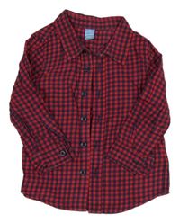 Tmavomodro-červená kostkovaná flanelová košile Dopodopo