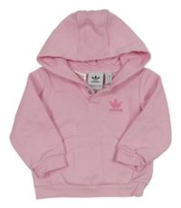 Světlerůžová mikina s logem a kapucí Adidas