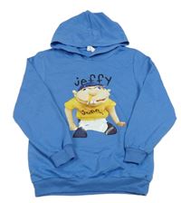 Modrá ľahká mikina s panáčkem a kapucňou