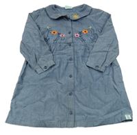 Modré prepínaci šaty s kvietkami