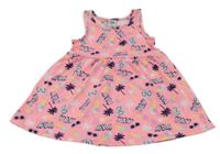 Neónově ružové šaty s obrázkami a nápismi Kiki&Koko