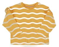 Obranžovo-biele pruhované tričko s volány