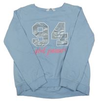 Svetlomodrá ľahká mikina s číslom a nápisom H&M