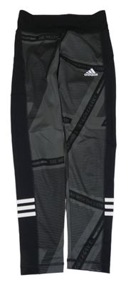 Černo-šedé sportovní vzorované legíny s logem Adidas