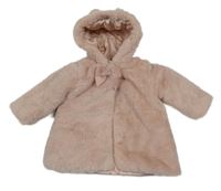 Ružový kožušinový podšitý kabát s kapucňou George