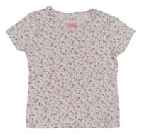 Bielo-zeleno-ružové kvetované tričko Tchibo