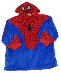 Modro-červená chlpatá oversize mikina s kapucí - Spiderman Primark