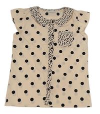 Světlerůžovo-černá puntíkovaná halenka s kamínky Matalan 