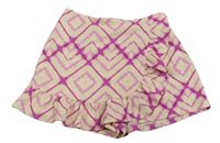 Bielo-purpurové vzorované sukňové kraťasy Zara