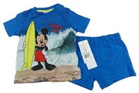 2set - Modré tričko s Mickeym + kraťasy Disney