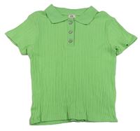 Svetlozelené rebrované pletené polo tričko zn. River Island