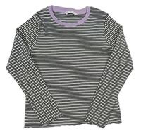 Čierno-biele prúžkované rebrované crop tričko M&S