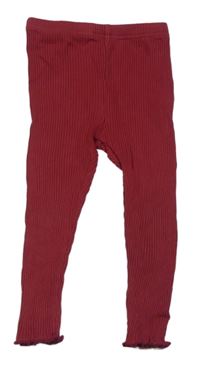 Vínové rebrované legíny Shein