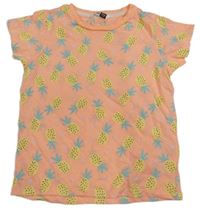 Neónově ružové tričko s ananásmi Pep&Co