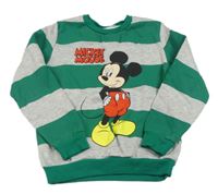 Zeleno-sivá pruhovaná mikina s Mickeym Primark