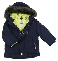 Tmavomodrá šusťáková zimní bunda s kapucí F&F