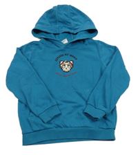 Petrolejová mikina s potlačou a kapucňou S. Oliver