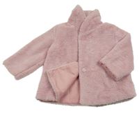 Svetloružový kožušinový podšitý kabát