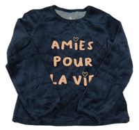 Tmavomodrá zamatová mikina s nápisom La Redoute