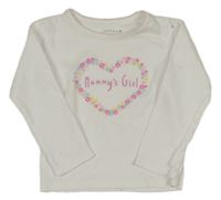 Bílé triko s nápisem a kytičkami 