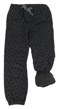 Tmavošedé plátěné podšité kalhoty se srdíčky Dopodopo