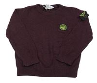 Vínovo-čierny melírovaný sveter s nášivkou