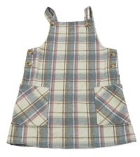 Bielo-modro-ružovo-hnedé kockované vlnené šaty Primark