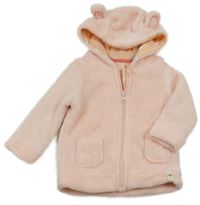 Svetloružová chlpatá prepínaci mikina s kapucňou s uškami Kuniboo