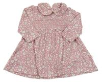 Ružovo-biele kvetované bavlnené šaty s golierikom Jojo Maman Bébé