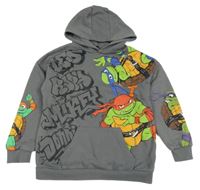 Tmavosivá mikina s kapucí - Želvy Ninja