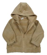 Béžová žebrovaná sametová propínací mikina s kapucí F&F