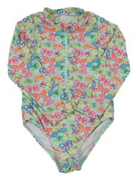 Mátové UV jednodílné plavky s motýlky PRIMARK