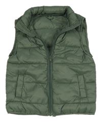 Khaki šušťáková zateplená vesta Dunnes