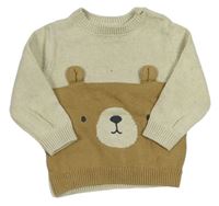 Béžový sveter s medvedíkom Tu