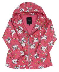 Ružová šušťáková jarná bunda s jednorožcami a kapucňou Name it