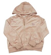 Svetloružová plyšová prepínaci mikina so srdiečkami a kapucňou H&M
